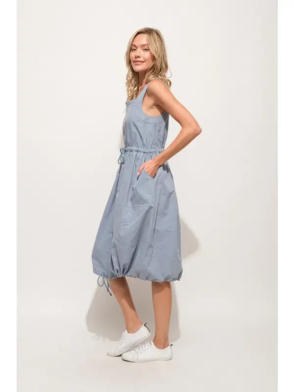 Front Zipper Overall Dress