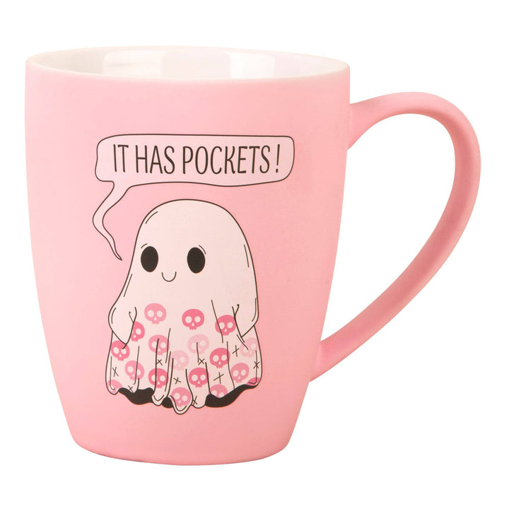 20oz Pink Soft Touch Mug With It Has Pockets Ghost Design
