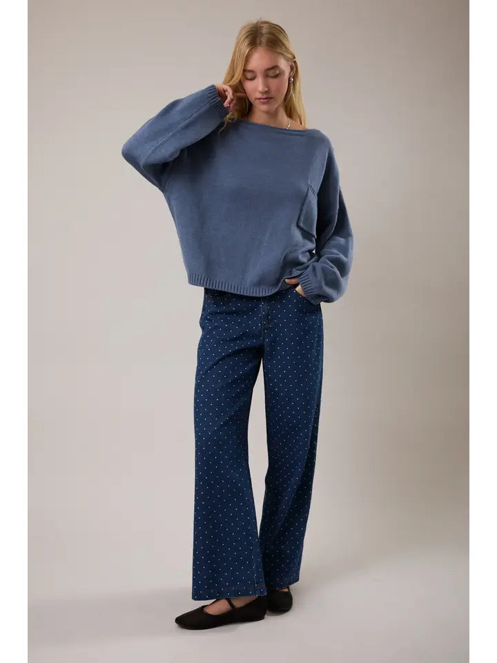 Oversized Wide Neck Sweater | Relaxed Fit Cozy Knit Pullover