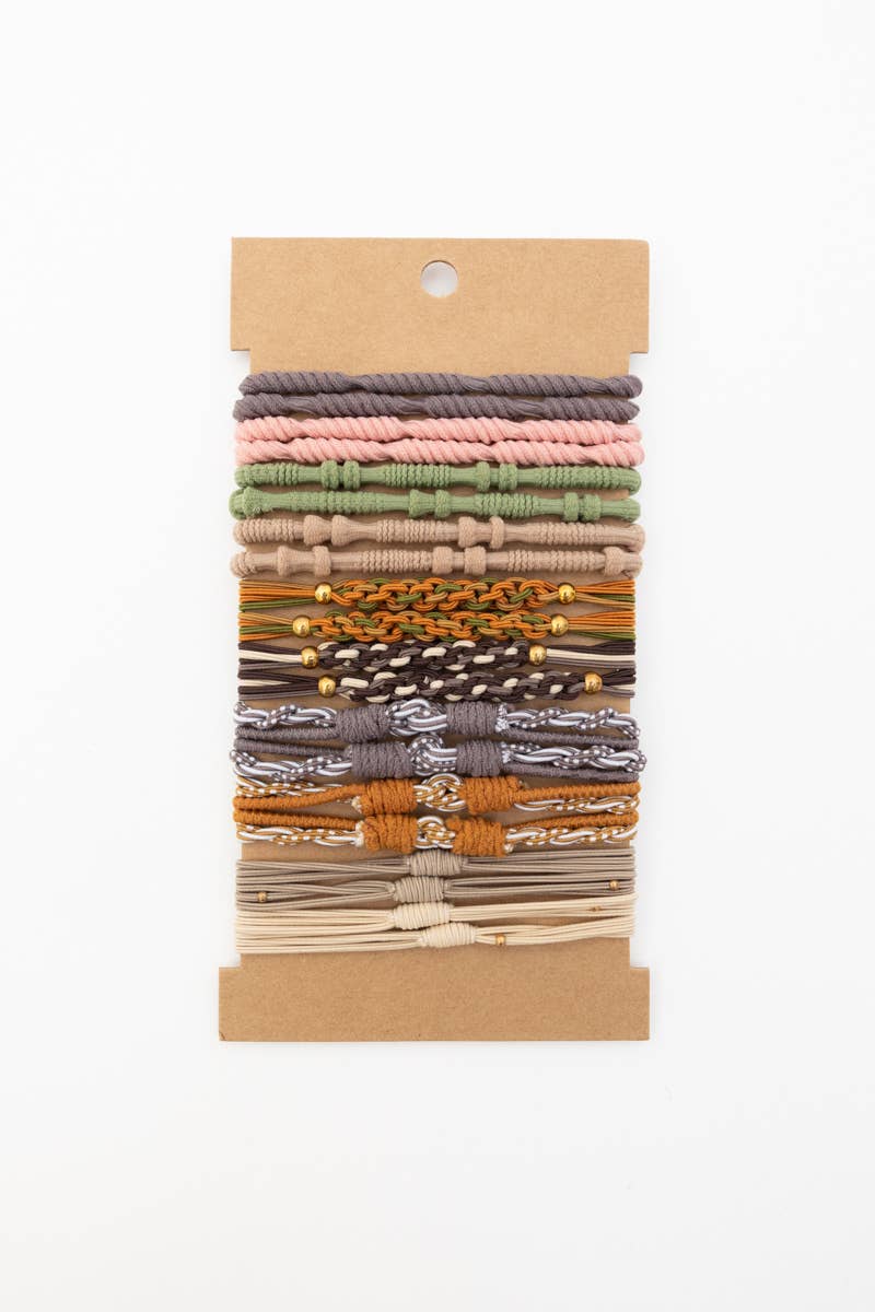Retro Bohemian Stackable Hair Tie Bracelet Set ☮️