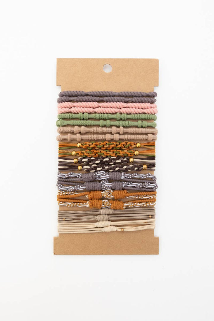 Retro Bohemian Stackable Hair Tie Bracelet Set ☮️