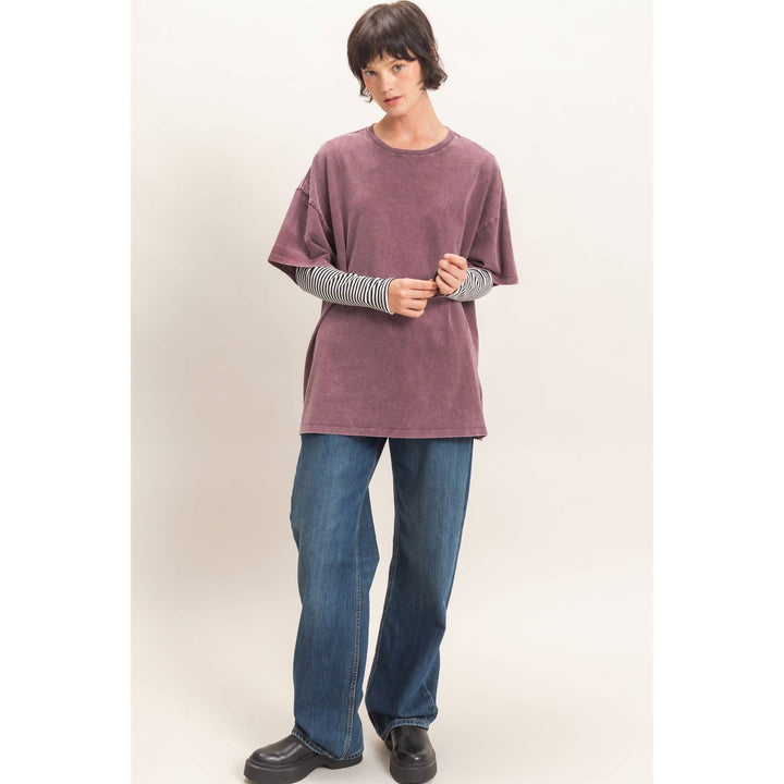 Mineral Wash Oversized Crew Neck T-Shirts