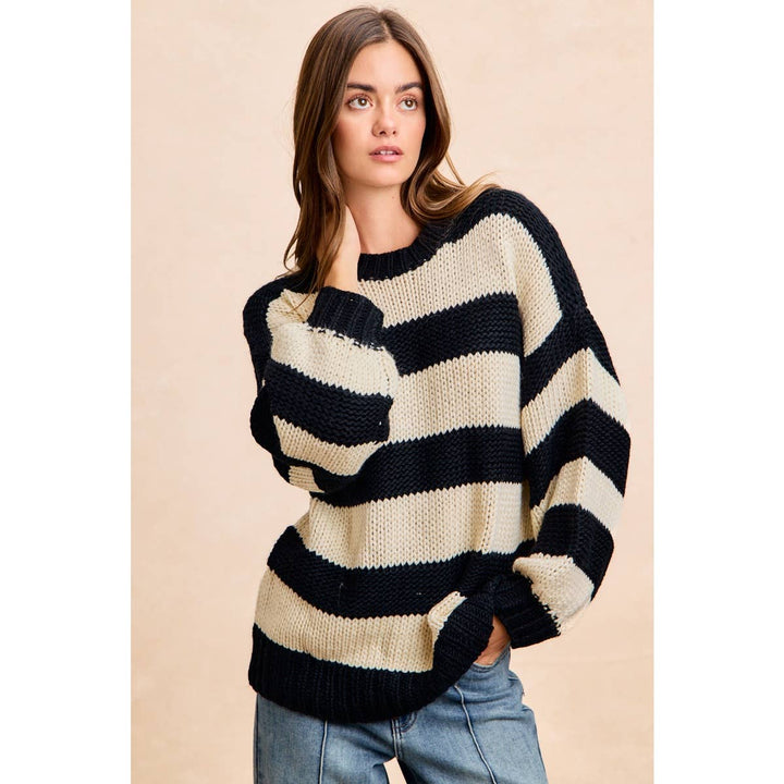 STRIPE CHUNKY SWEATER TOP