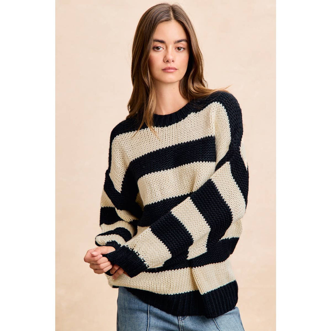 STRIPE CHUNKY SWEATER TOP
