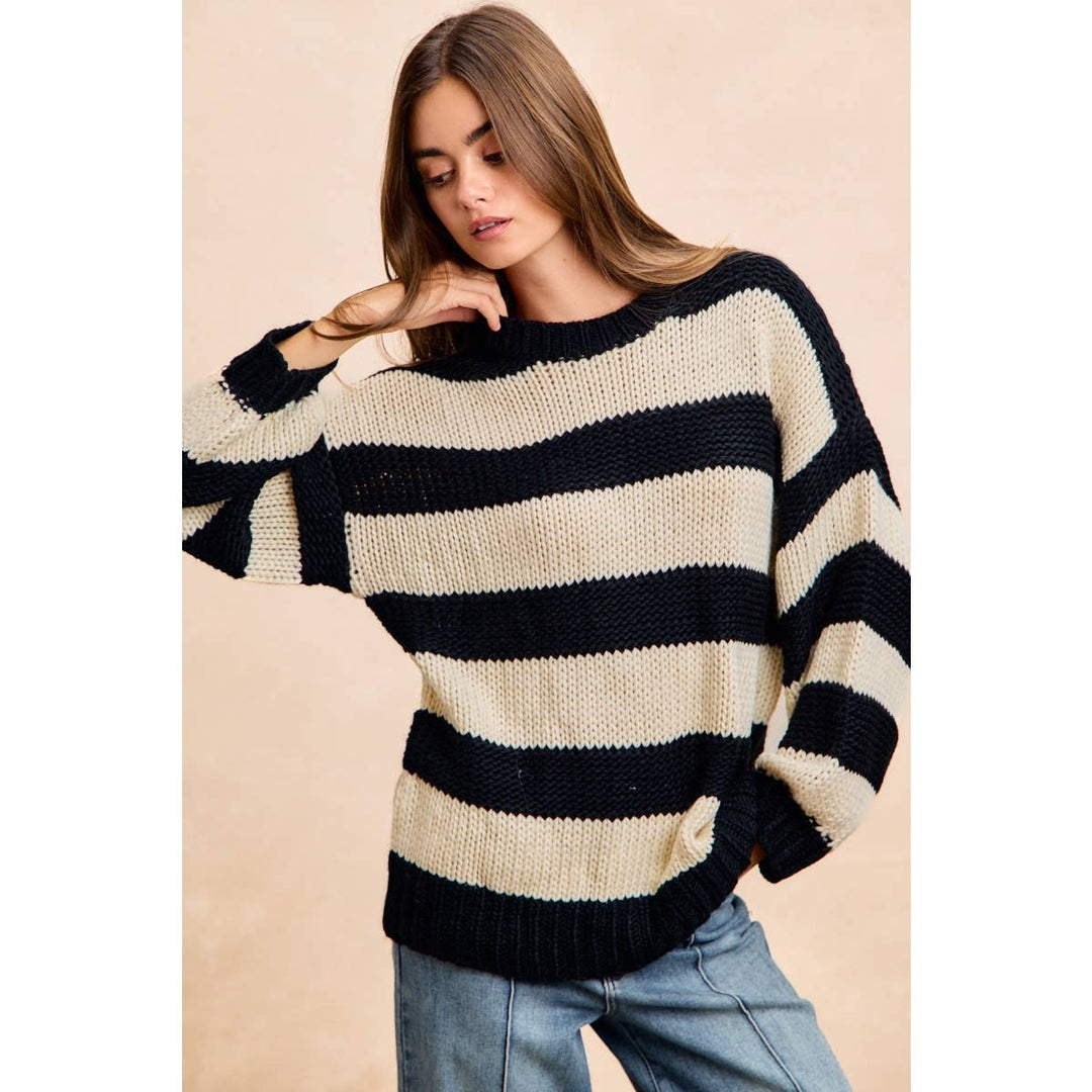 STRIPE CHUNKY SWEATER TOP