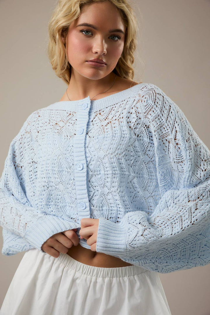 LONG SLEEVE CROCHET CARDIGAN