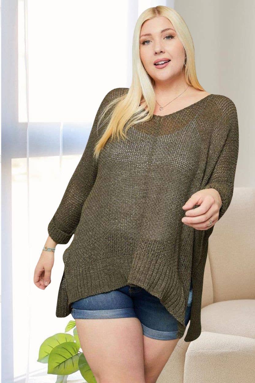 PLUS LOOSE FIT BASIC KNITTED SWEATER -CESW1922X
