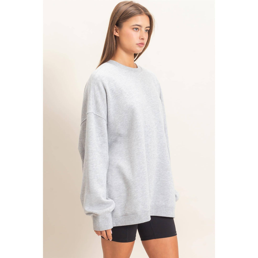 Acid Wash Crew Neck Long Sleeve Sweatshirt