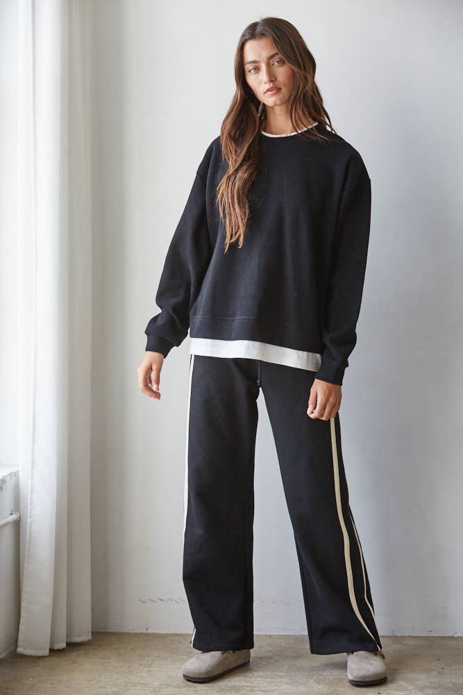 L8680 | Knit Cotton Polyester Crew Neck Sweatshirt Top
