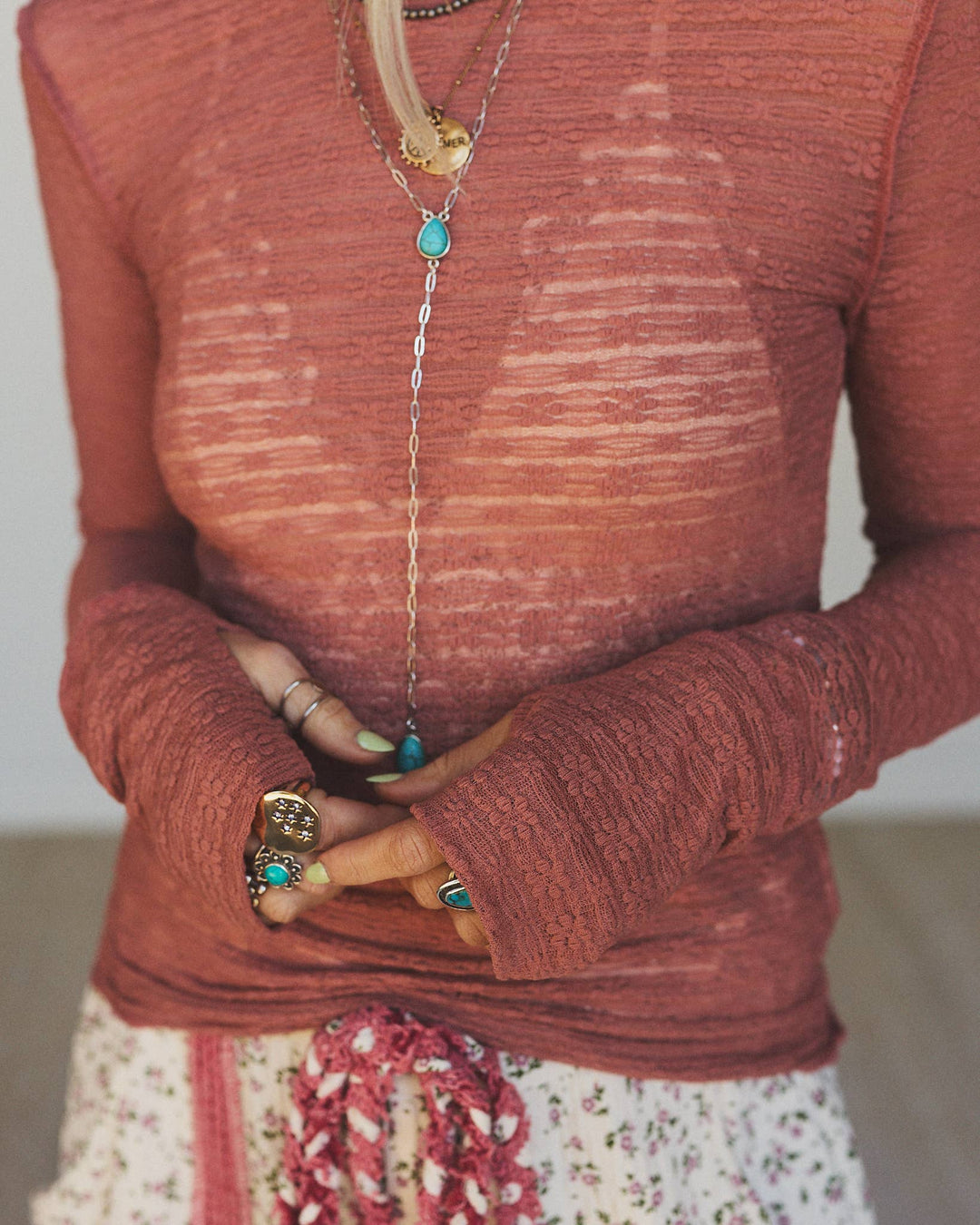 Pushing Daisies Long Sleeve Top - Cedarwood
