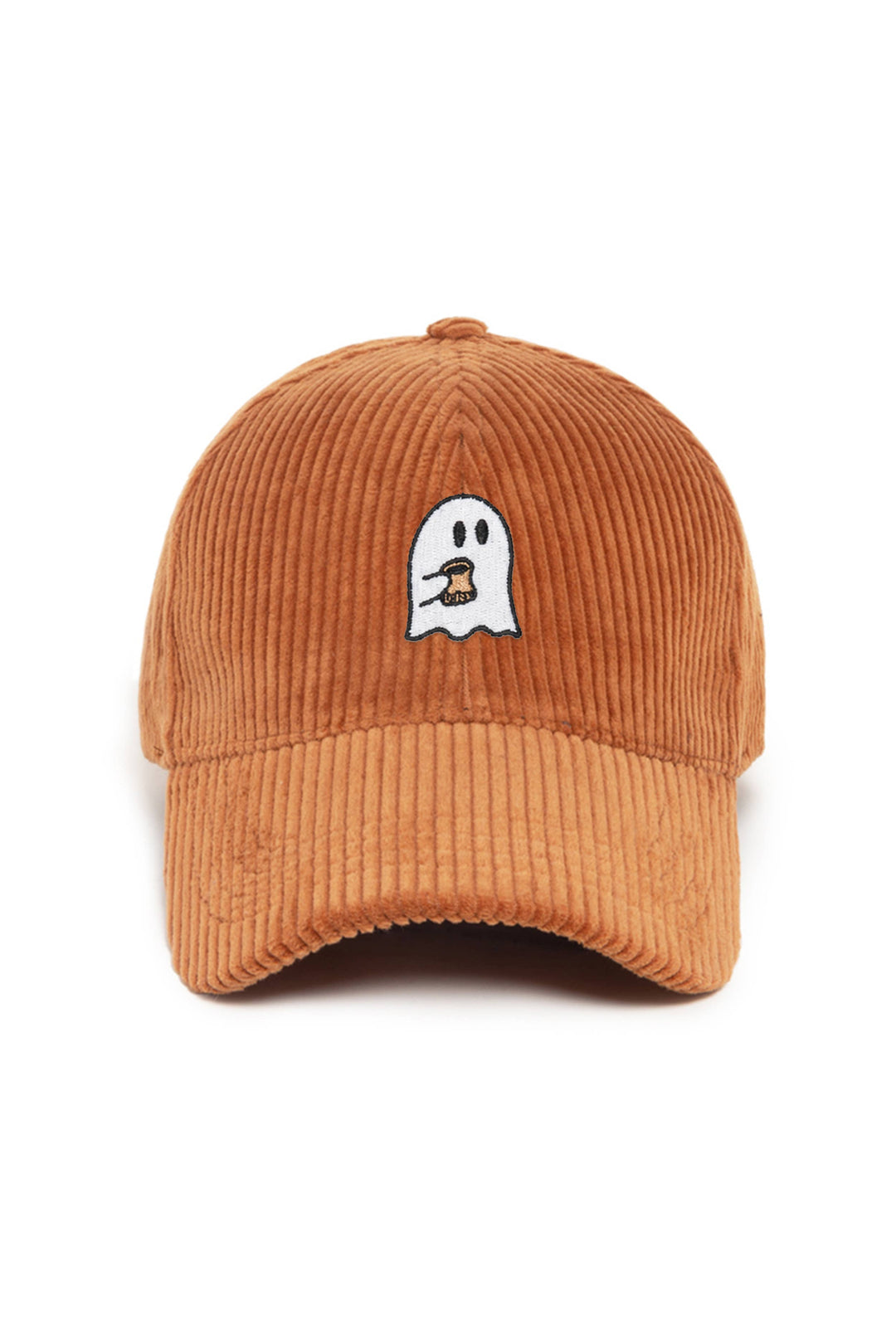 HALLOWEEN Ghost with Coffee Embroidered Corduroy Cap