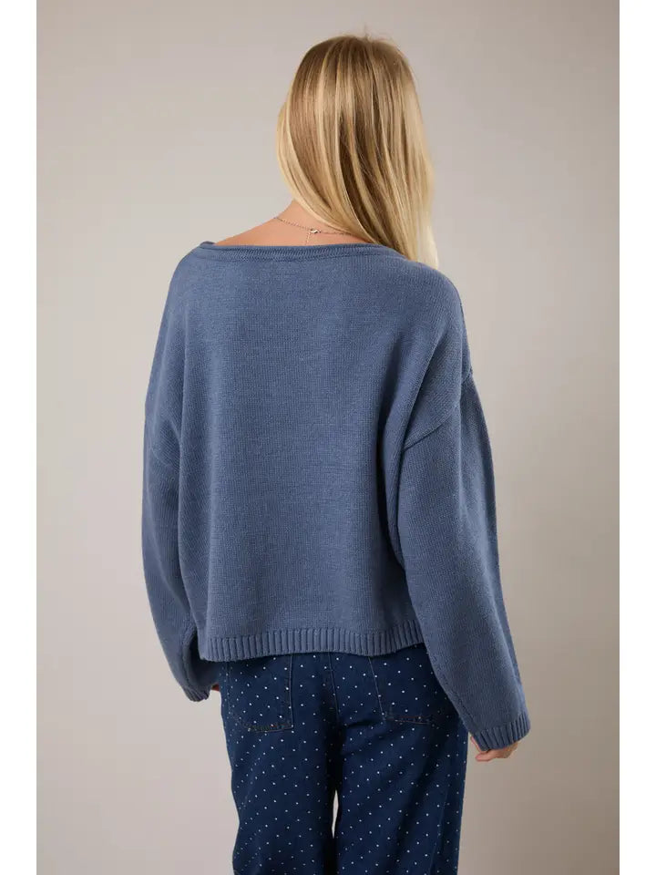 Oversized Wide Neck Sweater | Relaxed Fit Cozy Knit Pullover