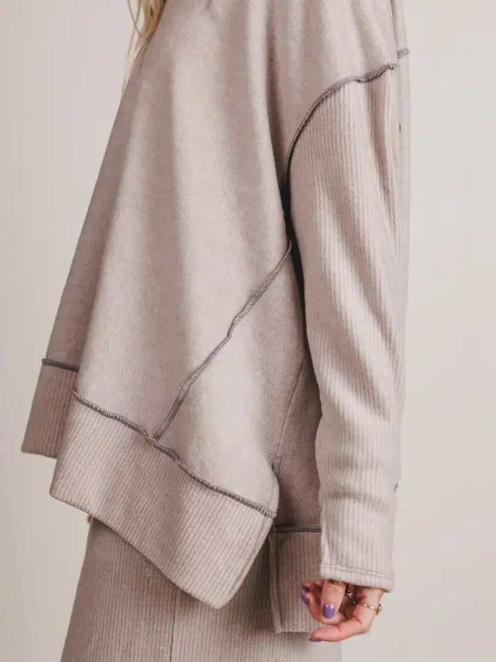 Mckayla Cozy Set – Taupe | Oversized Ribbed Lounge Set