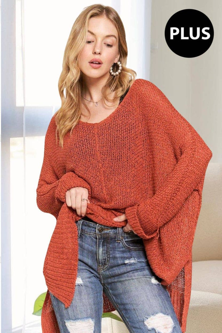 PLUS LOOSE FIT BASIC KNITTED SWEATER -CESW1922X