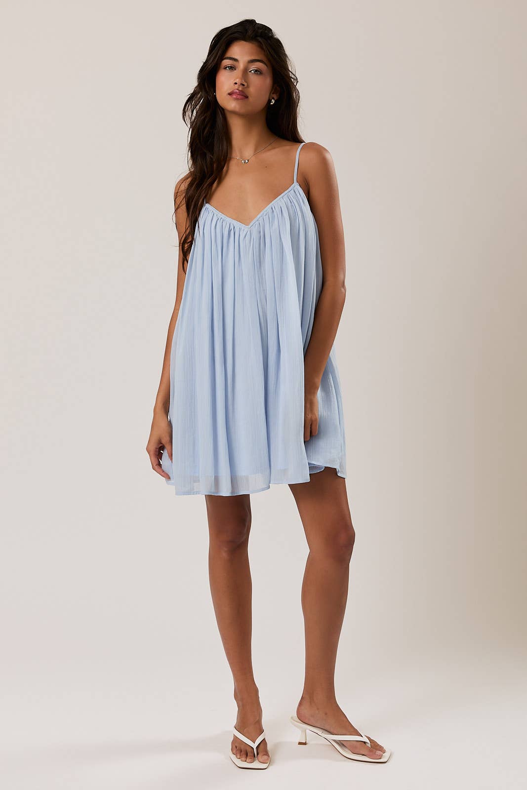 SPAGHETTI STRAP V-NECK LOOSE FIT MINI DRESS