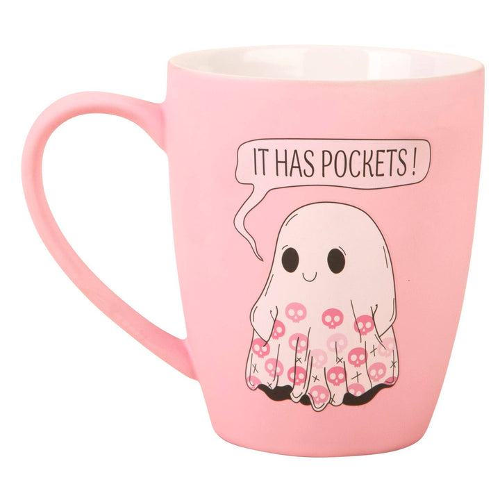 20oz Pink Soft Touch Mug With It Has Pockets Ghost Design