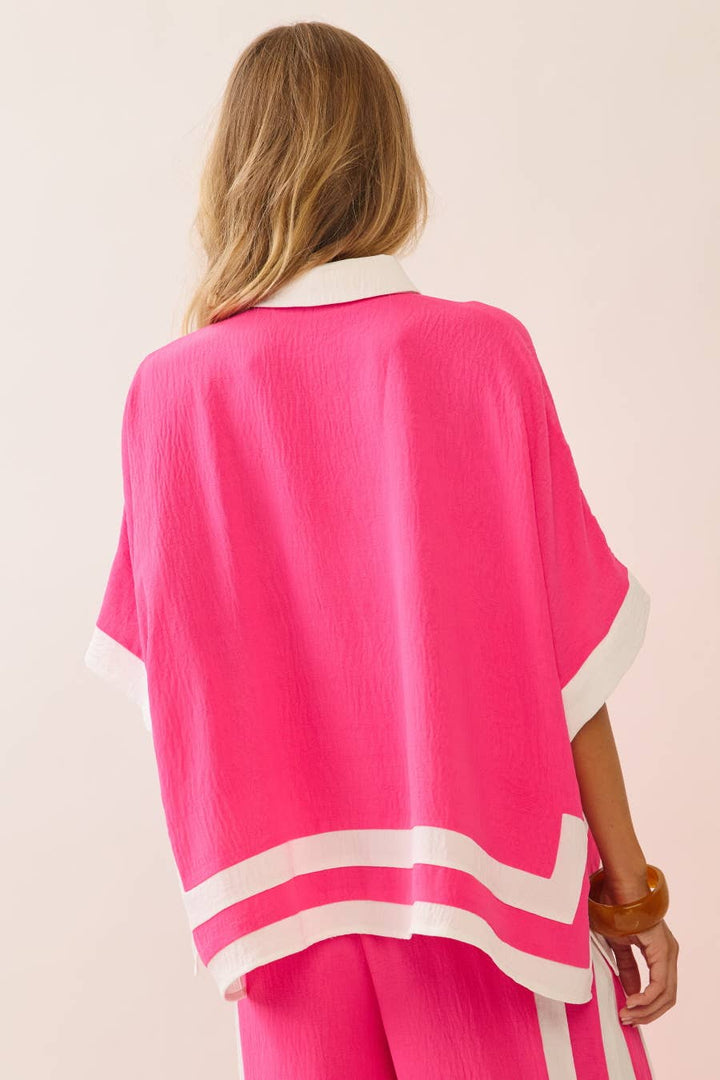 Contrast Trim Shirt With Matching Pants Set