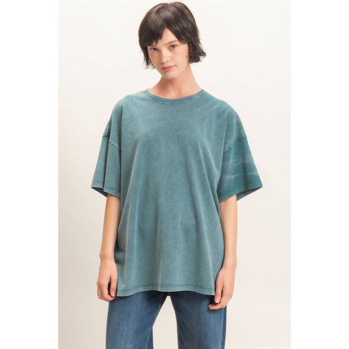 Mineral Wash Oversized Crew Neck T-Shirts