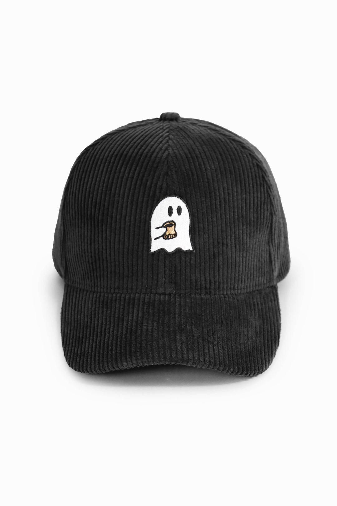 HALLOWEEN Ghost with Coffee Embroidered Corduroy Cap