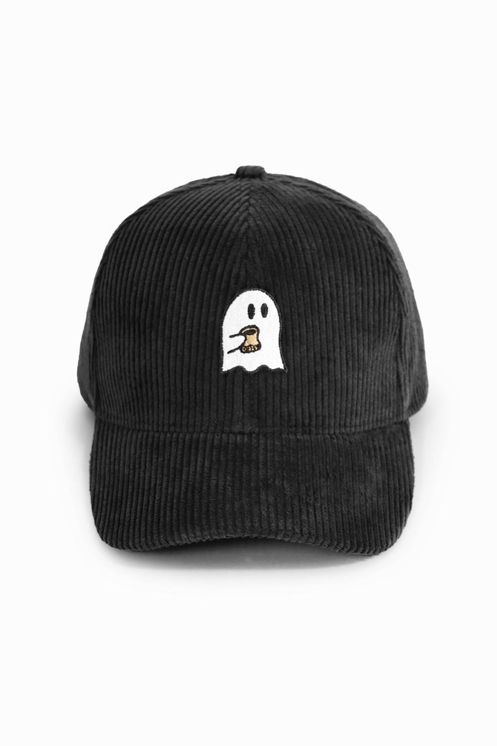 HALLOWEEN Ghost with Coffee Embroidered Corduroy Cap
