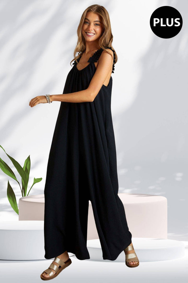 ELASTIC RUFFLE PLUS JUMPSUIT - AJP17037X
