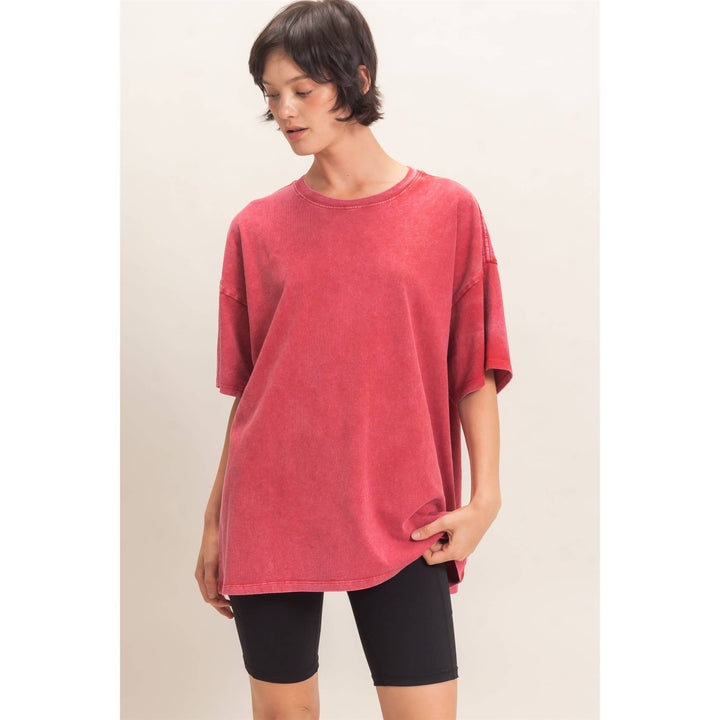 Mineral Wash Oversized Crew Neck T-Shirts