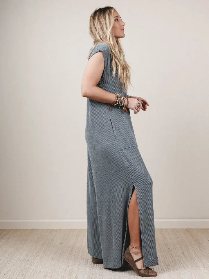 Madeline Textured Jumpsuit | Waffle Knit Wide-Leg Sleeveless Jumpsuit