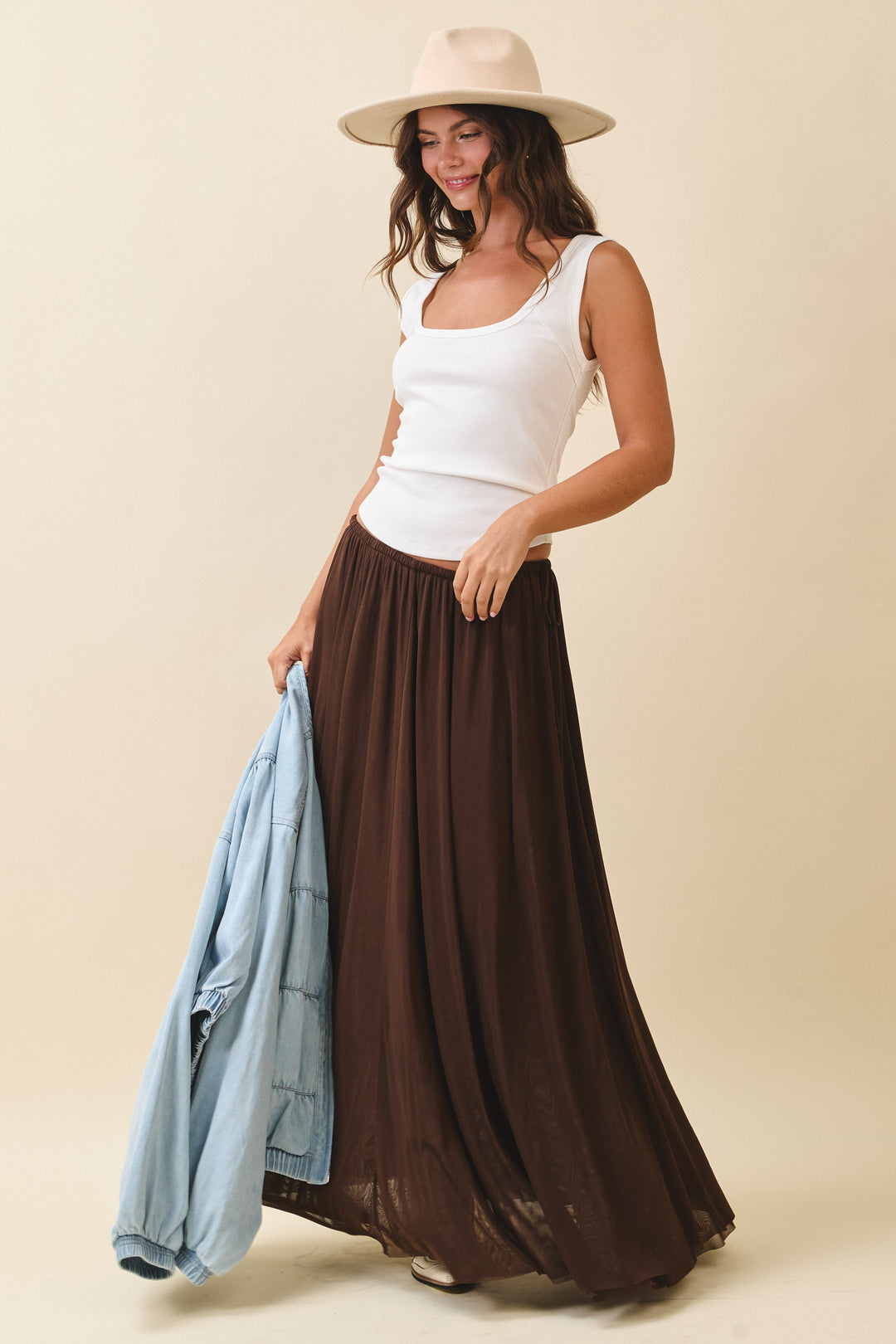 Flowy Mesh Maxi Skirt