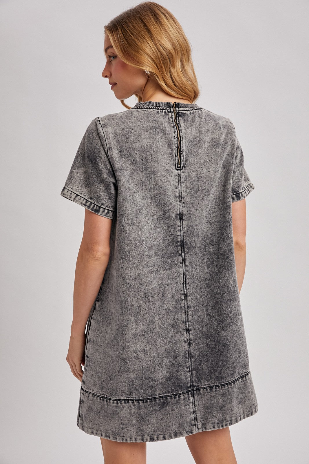 Washed Black Denim T-shirt Dress