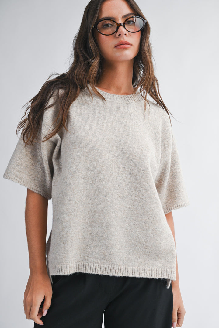 Short Sleeve Knit Sweater