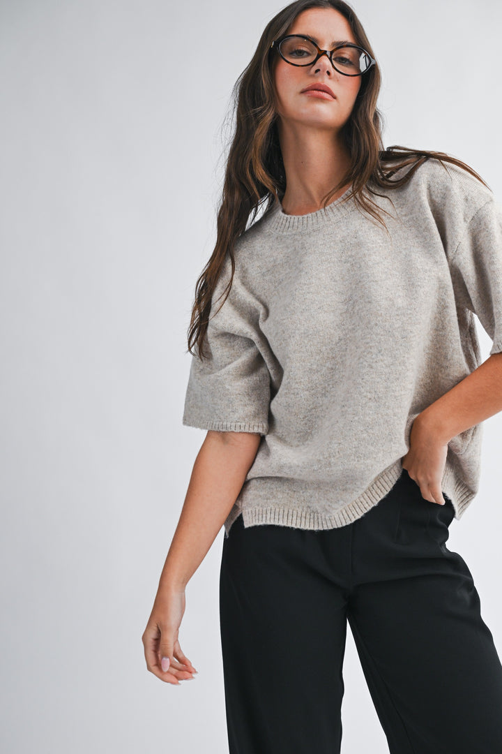 Short Sleeve Knit Sweater