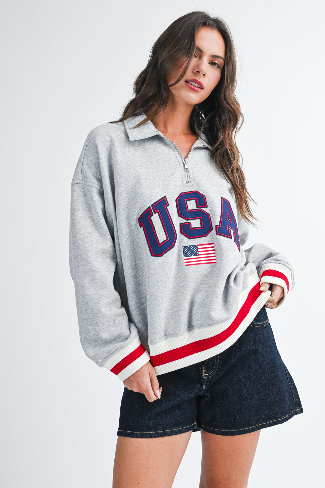 Usa Graphic Half Zip Sweatshirt