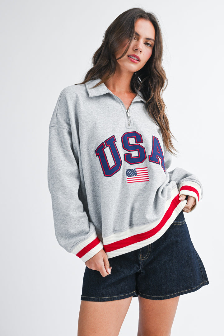 Usa Graphic Half Zip Sweatshirt