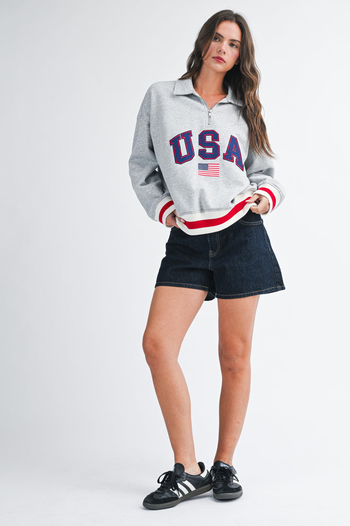 Usa Graphic Half Zip Sweatshirt