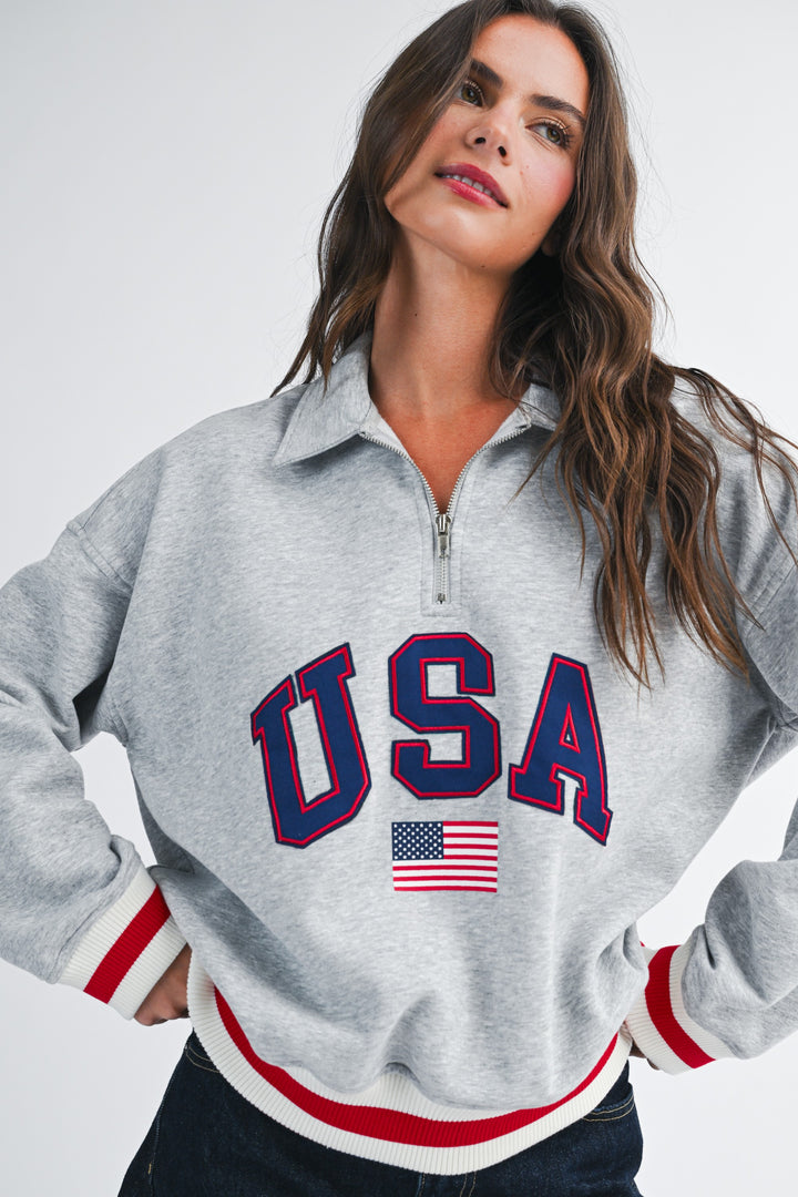 Usa Graphic Half Zip Sweatshirt