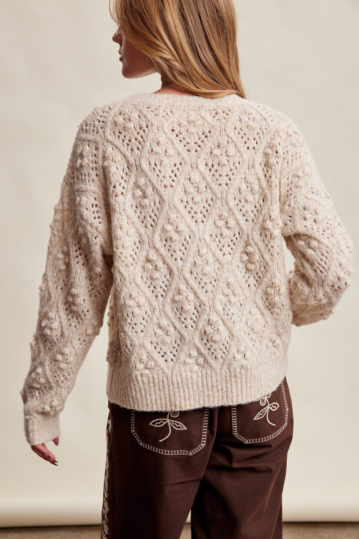 Bobble Pointelle Knit Sweater