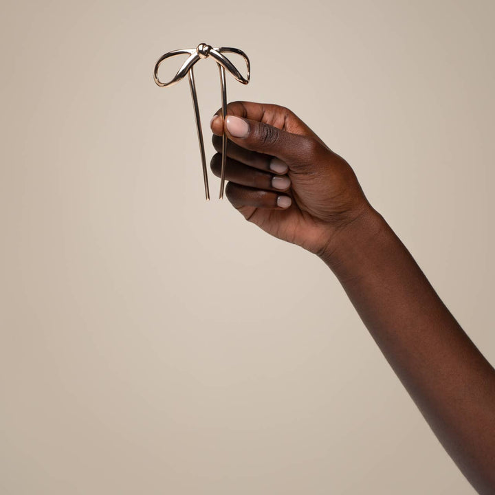 Mini Metal Bow French Hair Pin - Gold