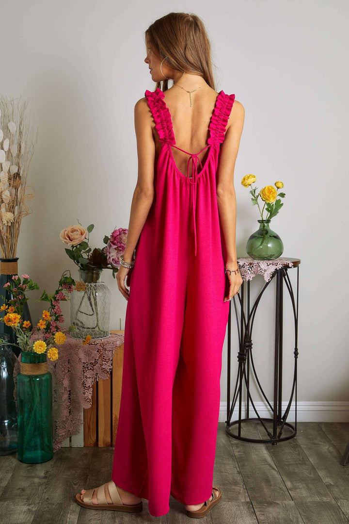 ELASTIC RUFFLE PLUS JUMPSUIT - AJP17037X