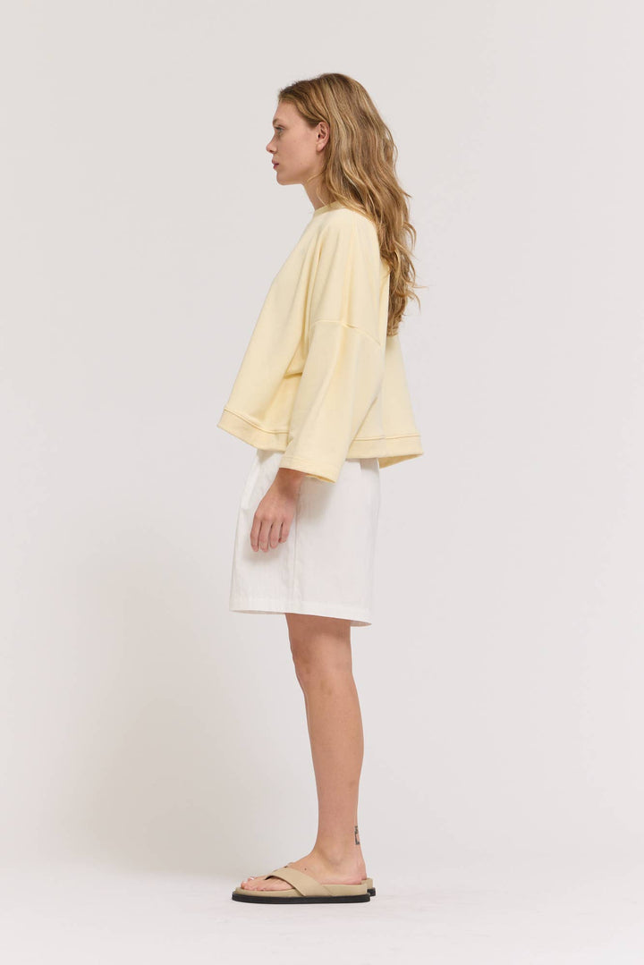 RIB AND TERRY CREWNECK TOP