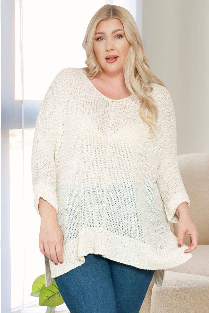 PLUS LOOSE FIT BASIC KNITTED SWEATER -CESW1922X