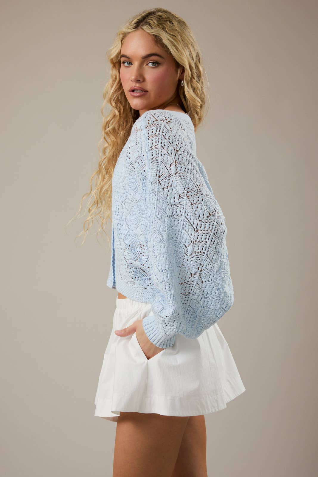 LONG SLEEVE CROCHET CARDIGAN