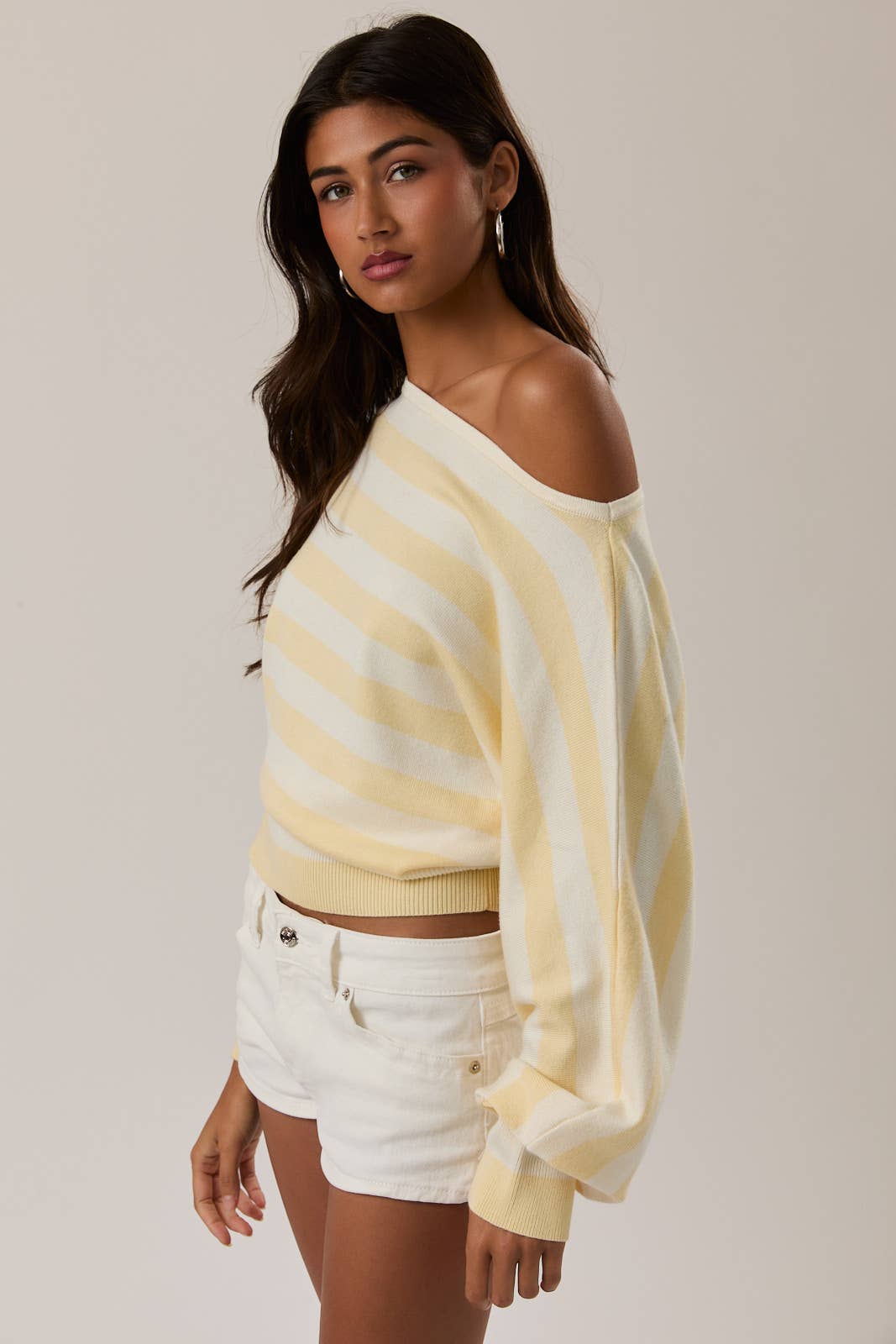 BOAT NECK DOLMAN SLEEVE SWEATER TOP