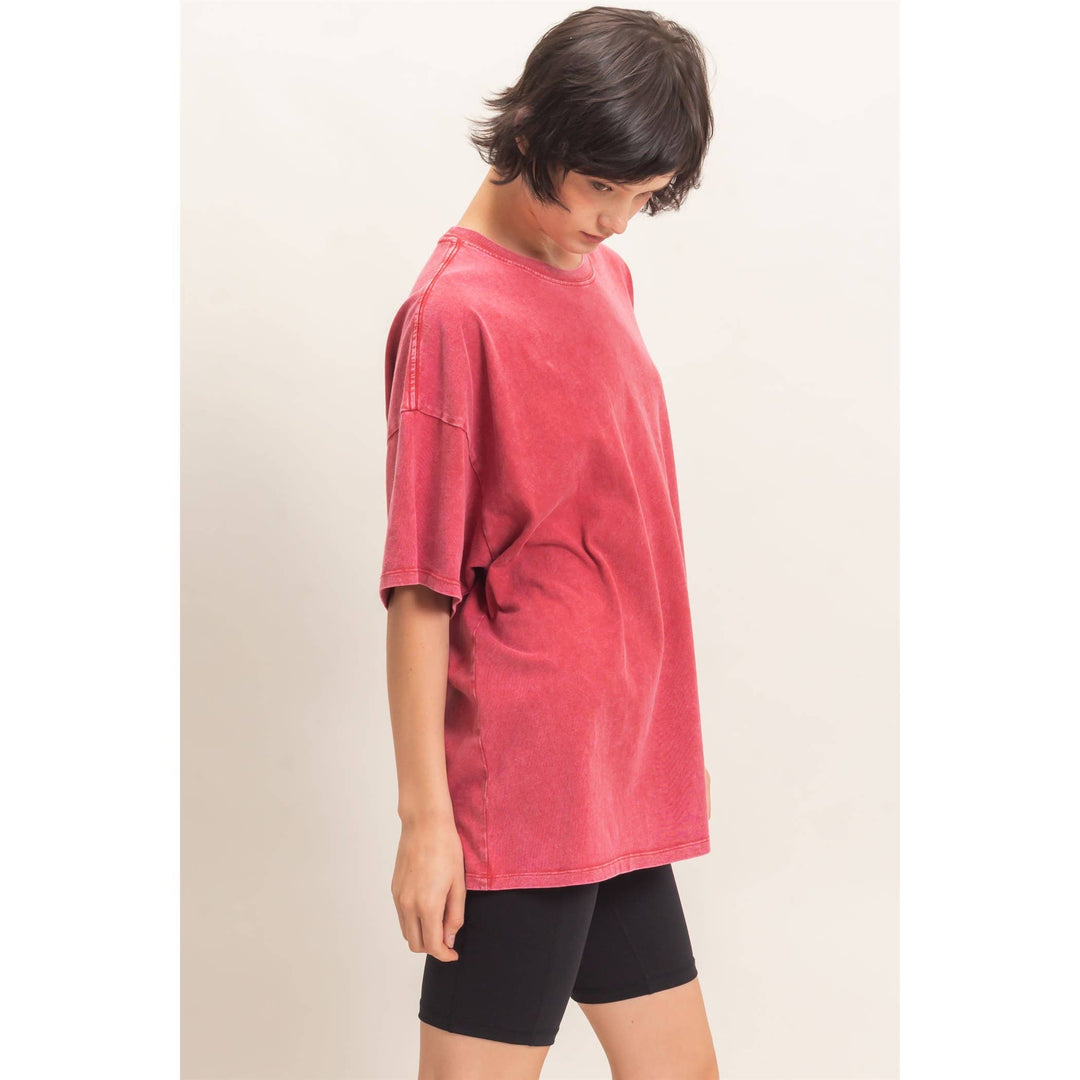 Mineral Wash Oversized Crew Neck T-Shirts