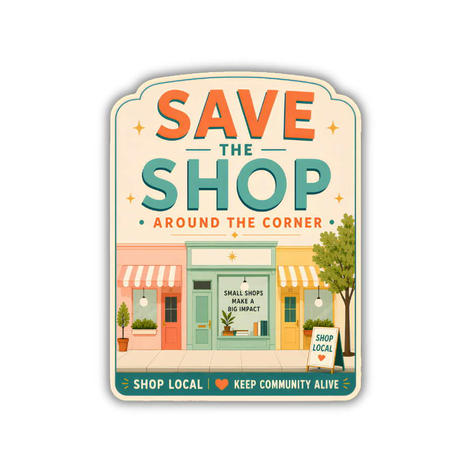 Save the Shop Around the Corner Sticker – Shop Local Small
