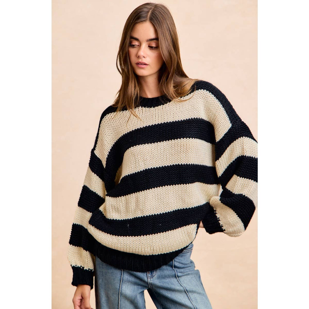STRIPE CHUNKY SWEATER TOP
