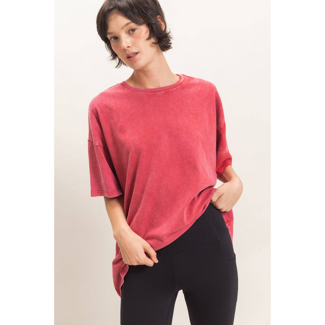 Mineral Wash Oversized Crew Neck T-Shirts