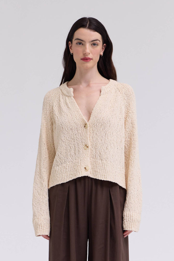 80476TY - TEXTURED VNECK CARDIGAN