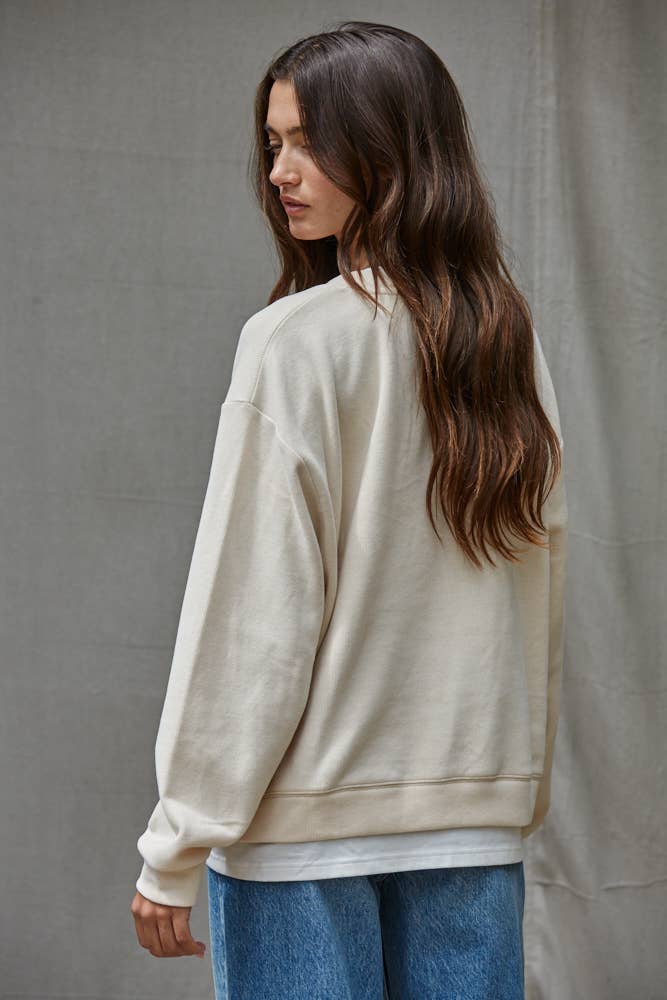 L8680 | Knit Cotton Polyester Crew Neck Sweatshirt Top
