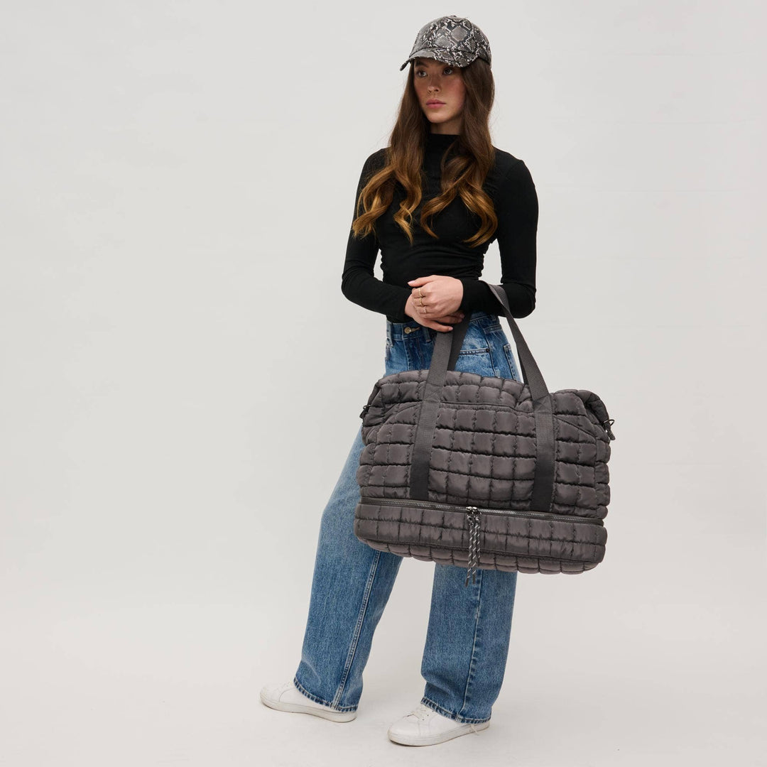 Globetrotter Quilted Nylon Puffer Travel Weekender
