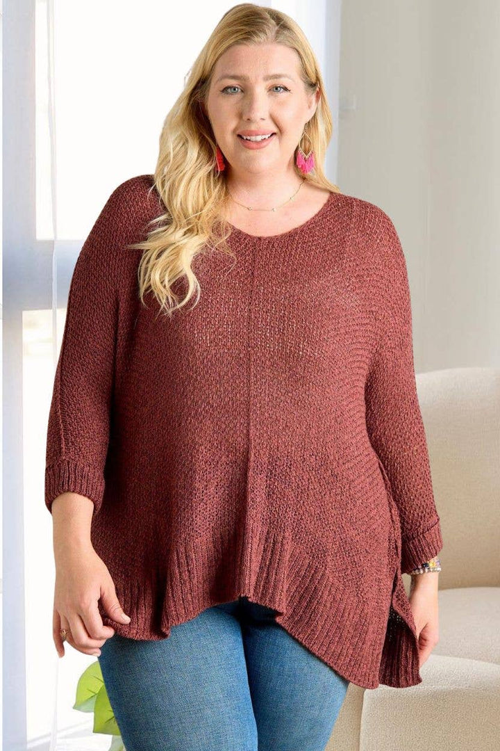 PLUS LOOSE FIT BASIC KNITTED SWEATER -CESW1922X